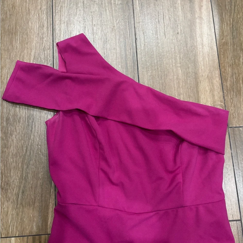 MARINA Pink One Shoulder Jumpsuit with Wide-Leg Design - Picture 3 of 5